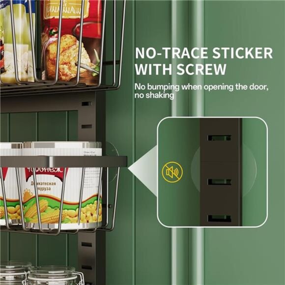 over the door pantry organizer metal storage rack adjustable baskets kitchen - Picture 6 of 7